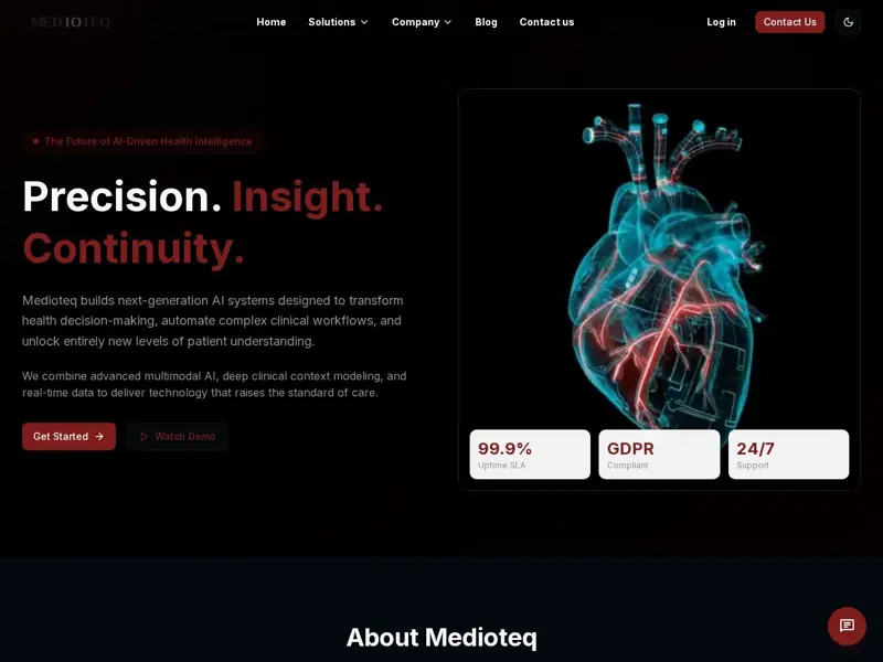 Screenshot of the Medioteq website