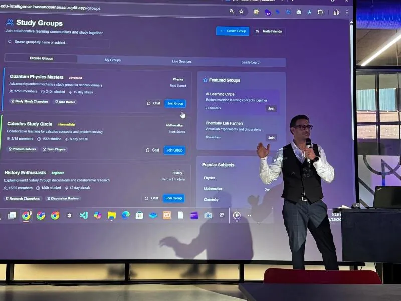 Presenting L3 Liquid Learning Lab on stage at AI Jam Norway 2025