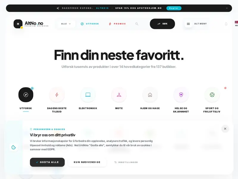 Screenshot of the Altno website