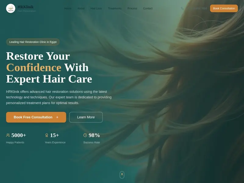 Screenshot of the Hair Restoration Hub website