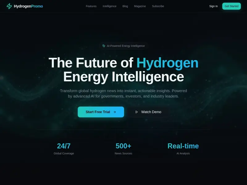 Screenshot of the Hydrogen Intelligence Hub website