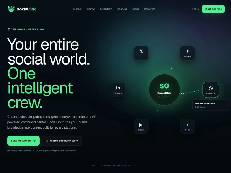 Screenshot of the SocialOrc website