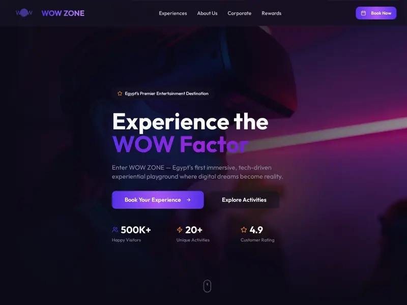 Screenshot of the WOW Zone Launchpad website